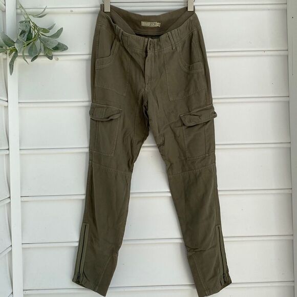 GoSilk Iconic Utility Cargo Ankle Zip Silk Blend Pant Military Green Size 6 - Picture 3 of 13